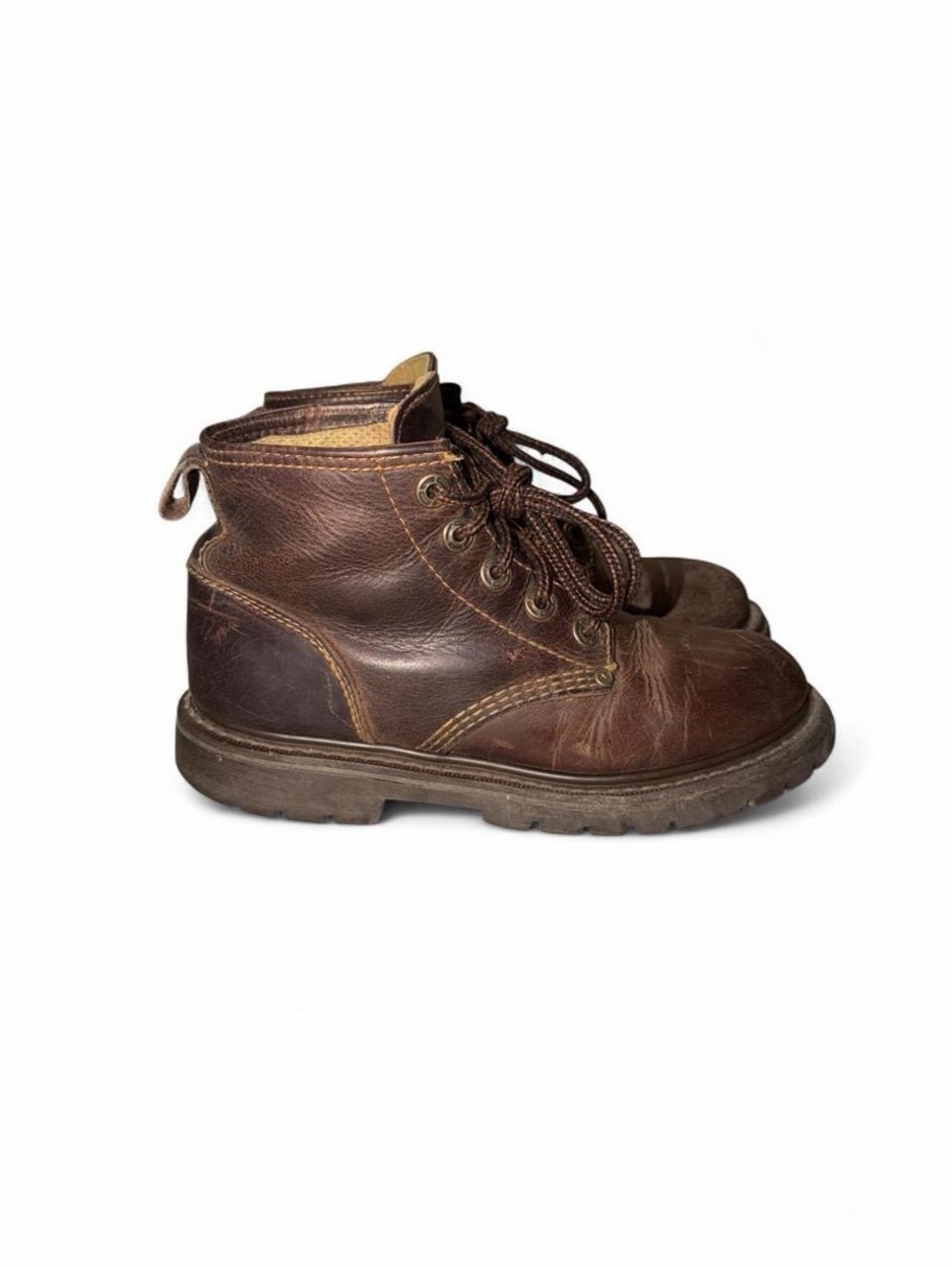 Vintage 90s American Eagle Leather Chunky Boots Size 8 Brown Hiking Workboots